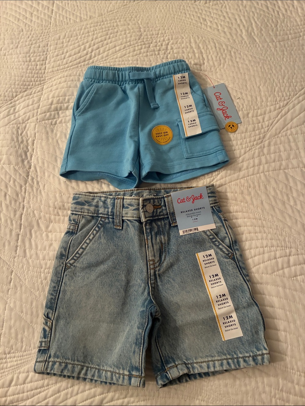 Cat & Jack Aqua Knit Shorts and Light Denim Shorts Two-Pack